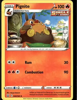 Pokemon Pignite 024/163 Battle Styles Non Holo Uncommon 4 Card Lot - Image 1