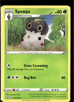 Pokemon Spewpa 012/163 Battle Styles Non Holo Uncommon 4 Card Lot - Image 1