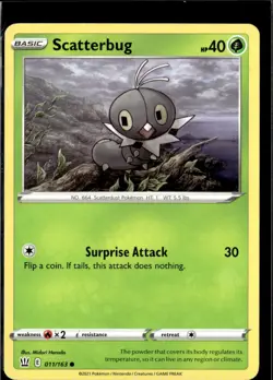 Pokemon Scatterbug 011/163 Battle Styles Non Holo Common 4 Card Lot - Image 1