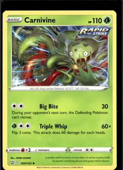 Pokemon Carnivine 009/163 Battle Styles Non Holo Uncommon 4 Card Lot - Image 1