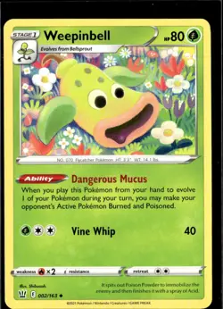Pokemon Weepinbell 002/163 Battle Styles Non Holo Uncommon 4 Card Lot - Image 1