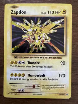 Pokemon XY Evolutions Zapdos Holo Card 42/108 Near Mint - Image 1