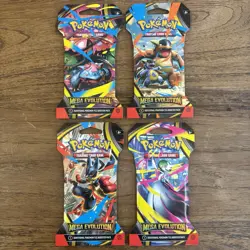 Mega Evolution Sleeved Booster Pack Art Set New Pokemon Set of 4 Sealed Packs - Image 1