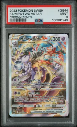 2023 POKEMON SWORD & SHIELD CROWN ZENITH #GG44 FULL ART/MEWTWO VSTAR PSA 9 - Image 1