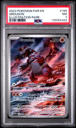 2023 POKEMON PAR EN-PARADOX RIFT ILLUSTRATION RARE #199 GROUDON PSA 7 - Image 1