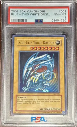 YUGIOH! PSA 8 2002 Blue-Eyes White Dragon SDK-001 Ultra Rare - Image 1