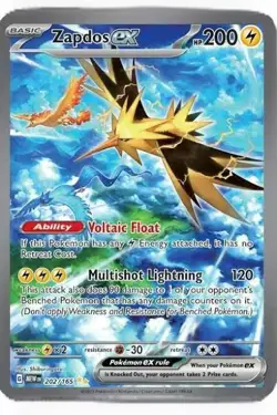 Pokemon TCG Zapdos EX Scarlet & Violet 151 Card 145/165 Near Mint Condition - Image 1