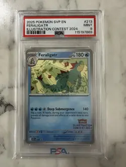 2025 Black Star Promo Illustration Contest 2024 # 213 Feraligatr PSA 9 Card MINT - Image 1