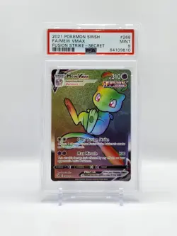 2021 Pokemon SWSH Mew Vmax FA Fusion Strike Rainbow Secret Rare 268/264 PSA 9 - Image 1