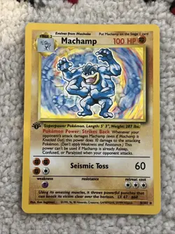 Pokemon TCG Machamp Base Set 8/102 Holo 1st Edition Holo Rare - Image 1