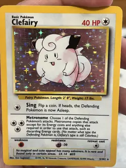Pokemon TCG Clefairy Base Set 5/102 Holo Unlimited Holo Rare - Image 3