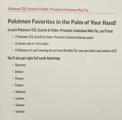 Pokemon TCG Prismatic Evolutions Mini Tin Case Sealed Tins, 8Pack Costco - Image 5