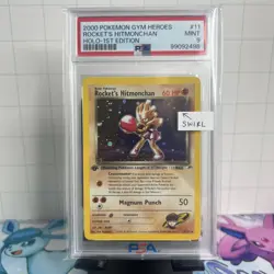 2000 Pokemon 1st ED Rocket's Hitmonchan W/ Swirl 11/132 Gym Heroes Holo PSA 9 - Image 1