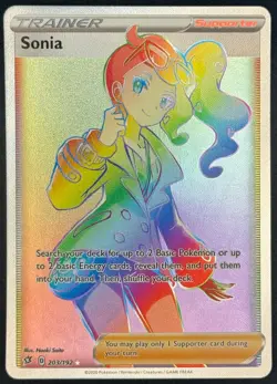 Sonia 203/192 (Secret) Pokemon TCG SWSH02: Rebel Clash Secret Rare Near Mint - Image 1