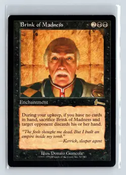 BRINK OF MADNESS - MTG Magic the Gathering Card - Urza's Legacy - Rare - Image 1