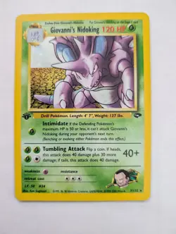 Pokemon TCG Giovanni's Nidoking Gym Challenge Holo Card 7/132 1st Edition MP - Image 1