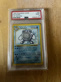 1st Edition Shadowless Poliwhirl 38/102 Pokemon Card / Base set 1999 PSA 9 - Image 1