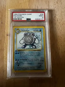 1st Edition Shadowless Poliwhirl 38/102 Pokemon Card / Base set 1999 PSA 9 - Image 2