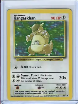 Kangaskhan Holo Base Set 5/64 (No Symbol) Rare Pokemon Card - Image 1