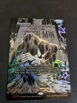 Borderless Foil Reanimate, MTG, Marvel's Spider-Man, Magic the Gathering NM - Image 1