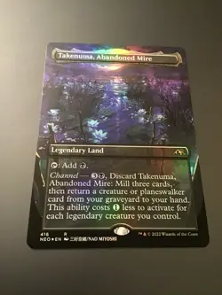 MTG Kamigawa Neon Dynasty #416 Takenuma, Abandoned Mire Borderless Foil NM - Image 1