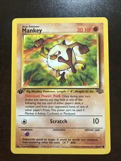 Mankey 55/64 NM 1st Edition Pokemon TCG Jungle WOTC - Image 1