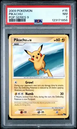 2009 POKEMON POP SER 9 #15 PIKACHU PSA 7 - Image 1