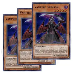 Yugioh - Vampire Grimson x 3 - Super Rare NM - Free Holographic Card - Image 1