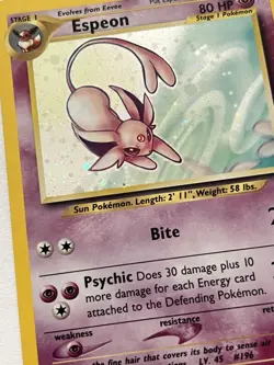 Pokemon TCG Espeon Holo Neo Discovery #1/75 NM/LP Clean Card Vintage - Image 2
