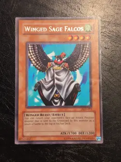 Yu-Gi-Oh! RARE CARD WINGED SAGE FALCOS PGD-072 1996 VINTAGE PRINT LP - Image 1