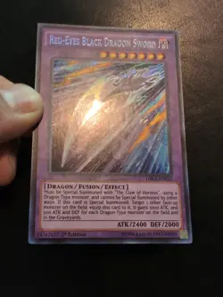 Yu-Gi-Oh! SECRET RARE HOLO CARD RED-EYES BLACK DRAGON SWORD DRL2-EN012 1ST NM - Image 2