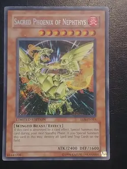 Yu-Gi-Oh! SECRET RARE HOLO CARD SACRED PHOENIX OF NEPHTHYS EEN-ENSE3 LP - Image 1