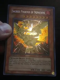 Yu-Gi-Oh! SECRET RARE HOLO CARD SACRED PHOENIX OF NEPHTHYS EEN-ENSE3 LP - Image 2