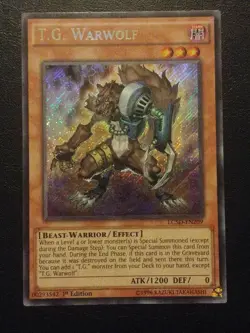 Yu-Gi-Oh! SECRET RARE HOLO CARD T.G. WARWOLF LC5D-EN209 1ST NM - Image 1