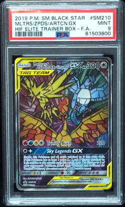 Moltres Zapdos & Articuno GX SM210 PSA 9 Hidden Fates Pokemon Card - Image 1