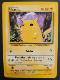 Pokemon Card Pikachu 58/102 Yellow Cheeks Base Set Unlimited - Image 1
