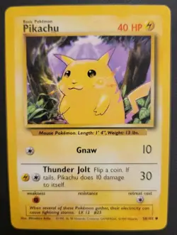 Pokemon Card Pikachu 58/102 Yellow Cheeks Base Set Unlimited - Image 2