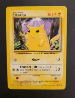 Pokemon Card Pikachu 58/102 Yellow Cheeks Base Set Unlimited - Image 3