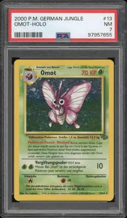 2000 Pokemon GERMAN Unlimited Dschungel Jungle Omot-Venomoth Holo 13/64 PSA 7 NM - Image 1