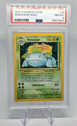 Venusaur 1999 Pokemon Base Set Holo Unlimited 15/102 PSA 8 - Image 1