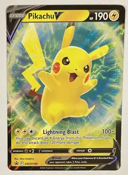 Pokemon TCG Pikachu V Sword & Shield SWSH198 Holo Promo Near Mint Condition - Image 1