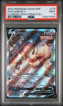 2021 Flareon v SWSH 179 Black Star Promo Pokemon Card Holo PSA 9 (QT) - Image 1