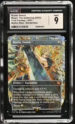 BUSTER SWORD Final Fantasy Borderless Mythic CGC 9 MTG [Nostalgium] - Image 1
