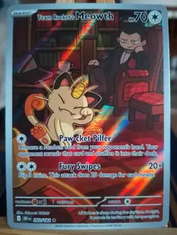 Team Rockets Meowth 203/182 Destined Rivals Pokemon tcg - Image 1