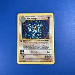 1999 Pokemon Base Set 1st Edition Shadowless Machamp 8/102 MP - Image 1