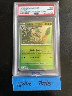 Leafeon (Master Ball Pattern) 005/131 Prismatic Evolutions Holo Pokemon - PSA 10 - Image 2