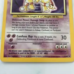 Pokemon Card Alakazam 1/102 - Base Set 80 HP 1995 RARE Near Mint Vintage - Image 3