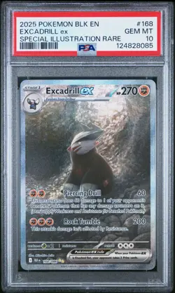 2025 POKEMON BLK EN-BLACK BOLT #168 EXCADRILL Ex PSA 10 GEM MINT POP 139 - Image 1