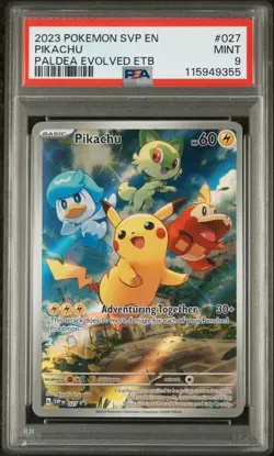 PSA 9 MINT PIKACHU SVP BLACK STAR PROMO 027 Pokemon PALDEA EVOLVE ETB Holo Rare - Image 1