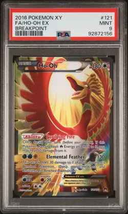 2016 Pokemon Ho-Oh EX Full Art XY Breakpoint 121/122 PSA 9 - Image 1